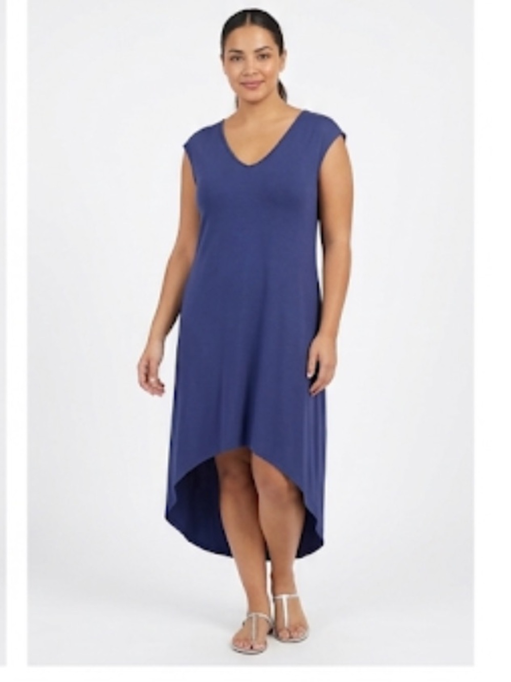 G.I.L.I. Got It Love It Blue High-Low Hem V-Neck fitted Dress size M
